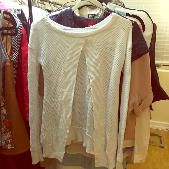 White sweater half open back