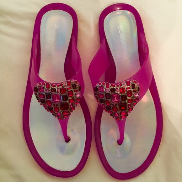 BCBG 💗 Hot Pink Sandals with Gemstones NWT.