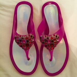 BCBG 💗 Hot Pink Sandals with Gemstones NWT.