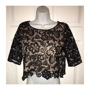 Black crochet lace Crop top