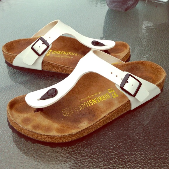Birkenstock Gizeh White Patent Sandal - size 37