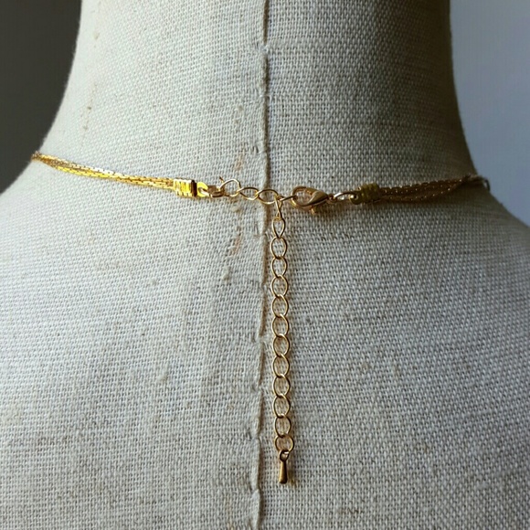 Gold Tone Layered Minimalist Bar Necklace Simple - Picture 4 of 4