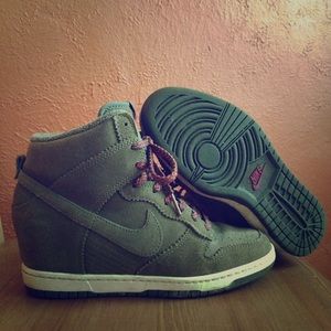 RARE: Nike Sky Hi Wedges in Olive Green