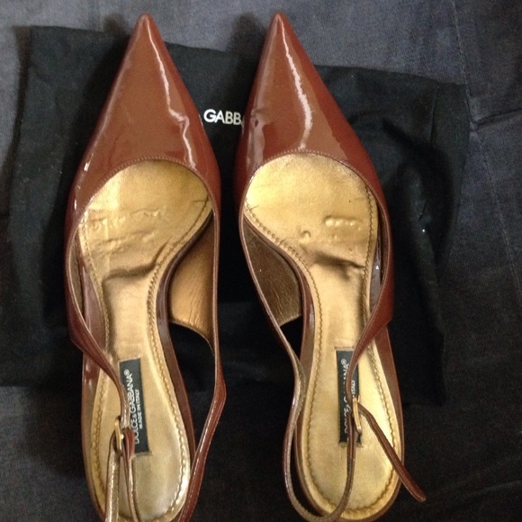 Dolce & Gabbana Shoes - Final Price Dolce Gabbana brown patent slingbacks