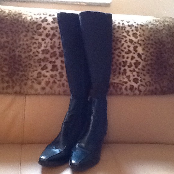 Boots Black Prada Size 39 Stretch & Leather - Picture 3 of 4