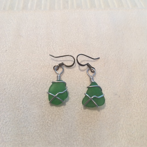 Green stone earrings