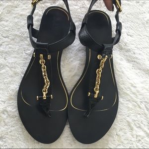 Black Leather Ralph Lauren Sandals