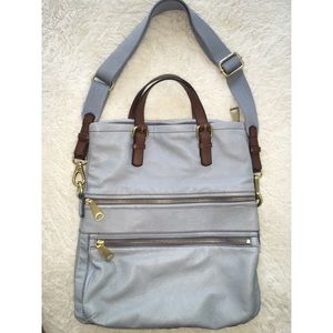 Blue Fossil Foldover Handbag
