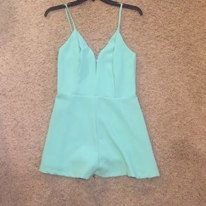 Mint Green deep V Fashion Nova Romper