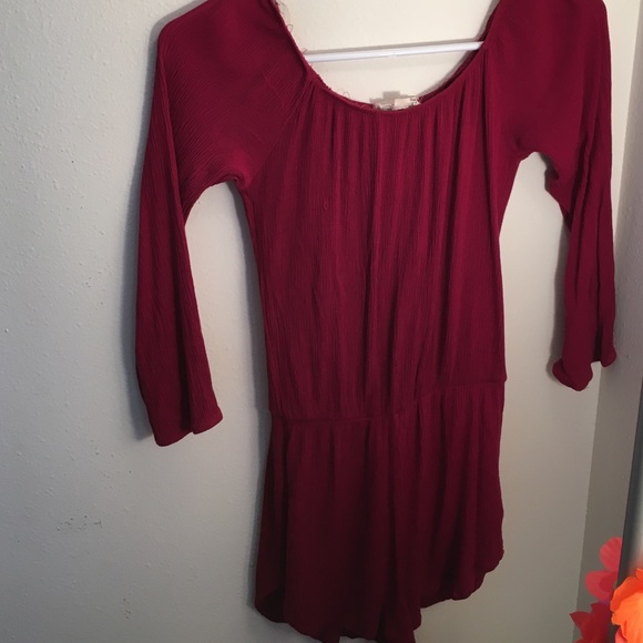 Maroon long sleeve romper