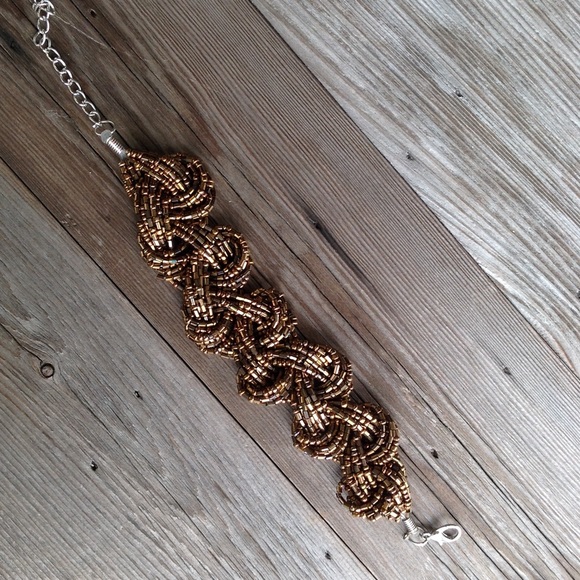 Metallic Brown Braided Seed Bead Bracelet