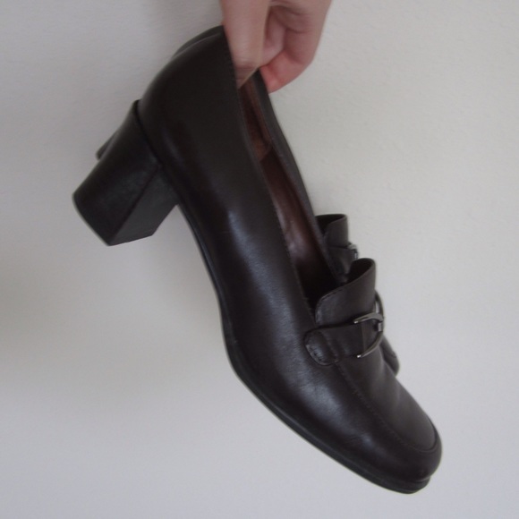 vintage mid heel leather loafers - Picture 3 of 6