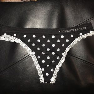 Victoria's Secret Black thong with white flowers