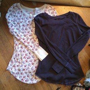 Purple and floral long sleeve thermals