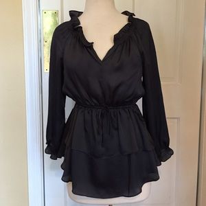 Charcoal Gray Double Peplum Top