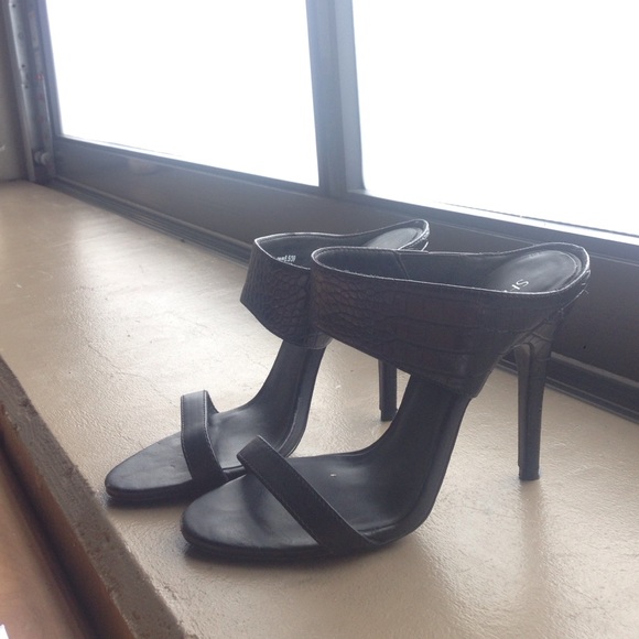 Black double strapped mules