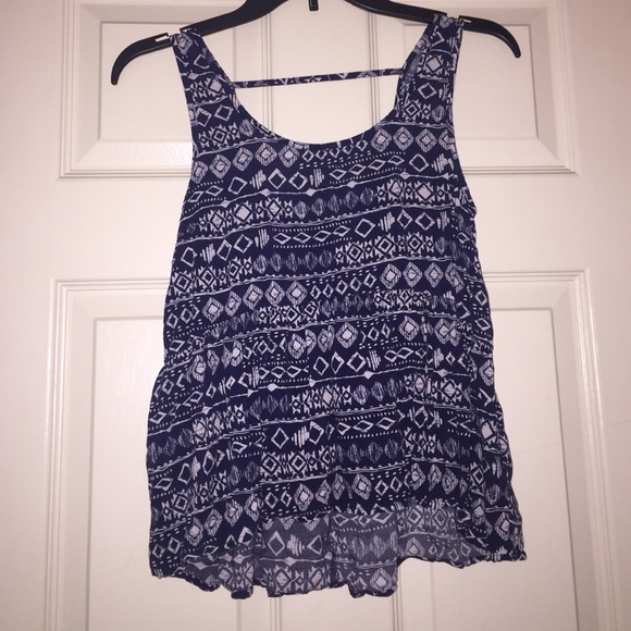 navy blue tribal print top