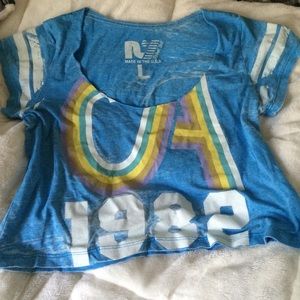 Rebel yell (made in USA) distressed crop top