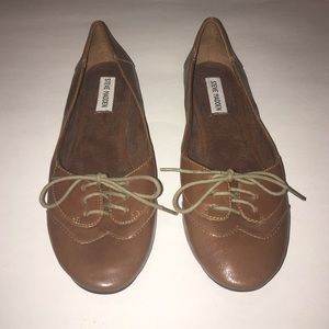 Steve Madden P-Tuxx Cognac Wing-tip Oxford Flats