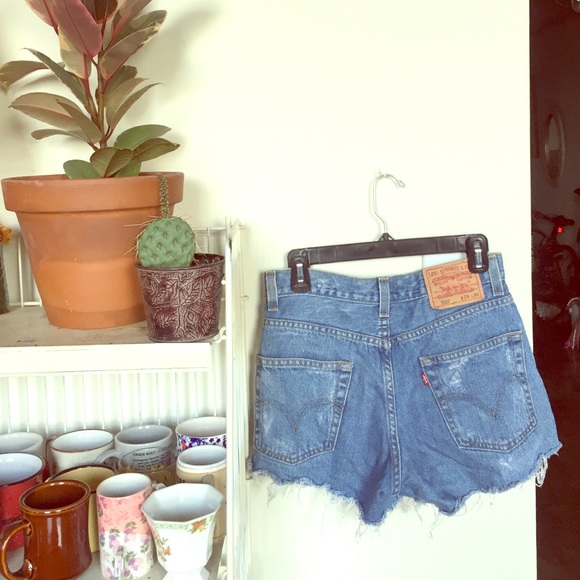 Levi's denim: distressed jean shorts