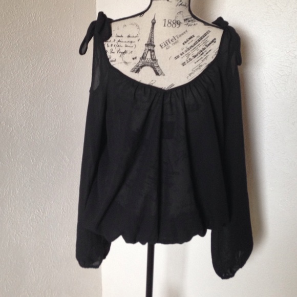 Sheer black cold shoulder top