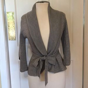 Gray Tie Front Cardigan