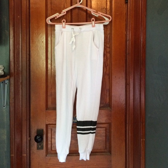 White and black striped joggers - Picture 1 of 4