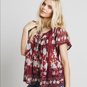 Free People FP One Printed Peasant Top Size XL