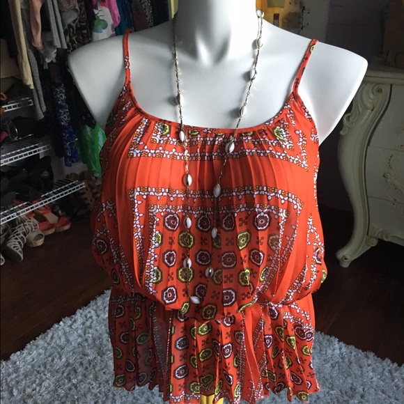 Miss Tina Orange Spagheti Strap Tank Top Size M