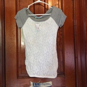 Grey and white baseball tee