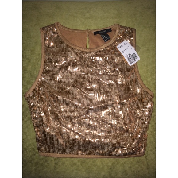 Gold sequin crop top