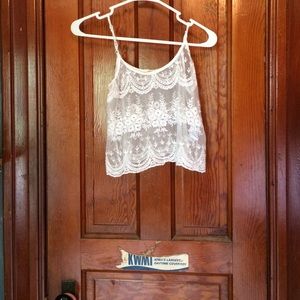 White lace crop top
