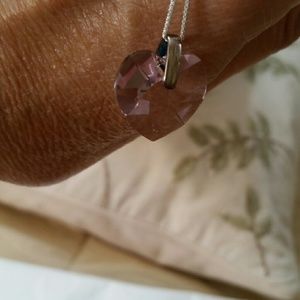 Crystal heart.on sterling box chain.