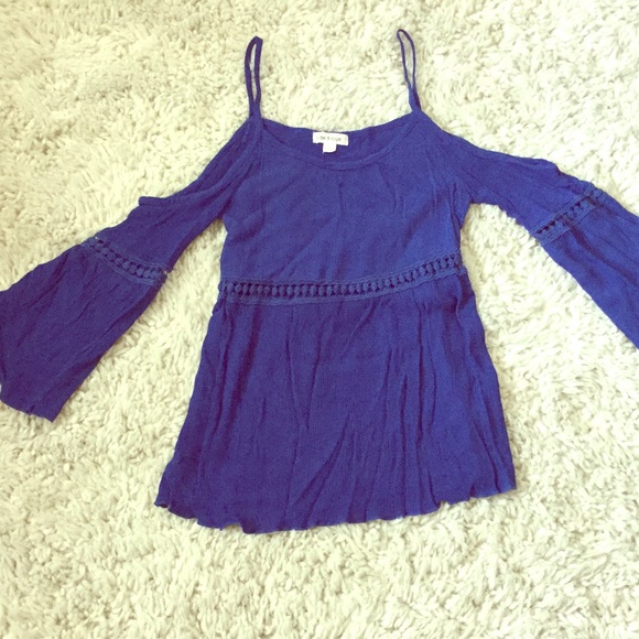 Flowy Embroidered  Cold Shoulder Tunic Top