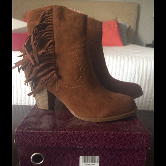 Brown Suede Ankle Boots, Fringe