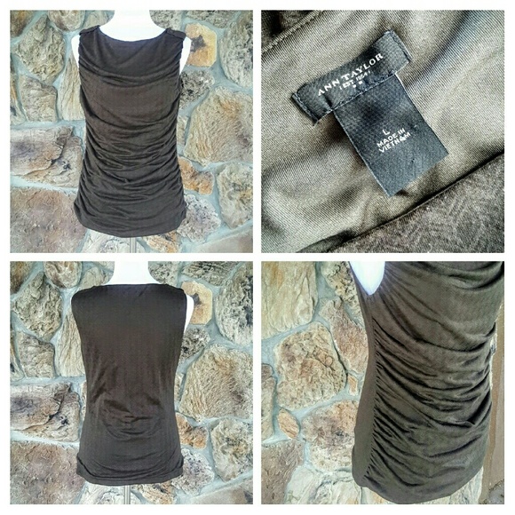 Ann Taylor Brown Rouched Knit Top