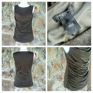 Ann Taylor Brown Rouched Knit Top