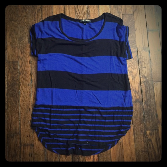 Blue and black short sleeved top