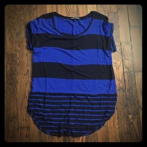 Blue and black short sleeved top