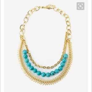AV Maxx Gold & Turquoise Statement Necklace