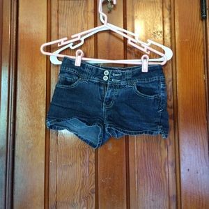 Blue two button jean shorts