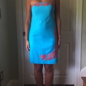Lilly Pulitzer strapless coral detail dress