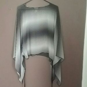 Black and white striped poncho