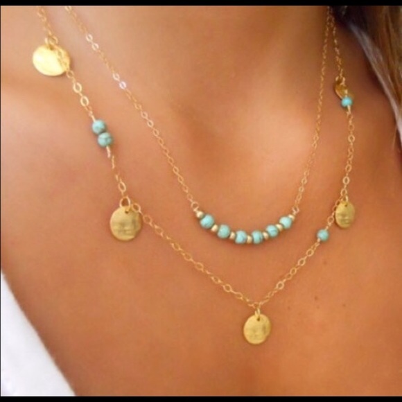 💃🏼SALE💃🏼Boho turquoise gold necklace