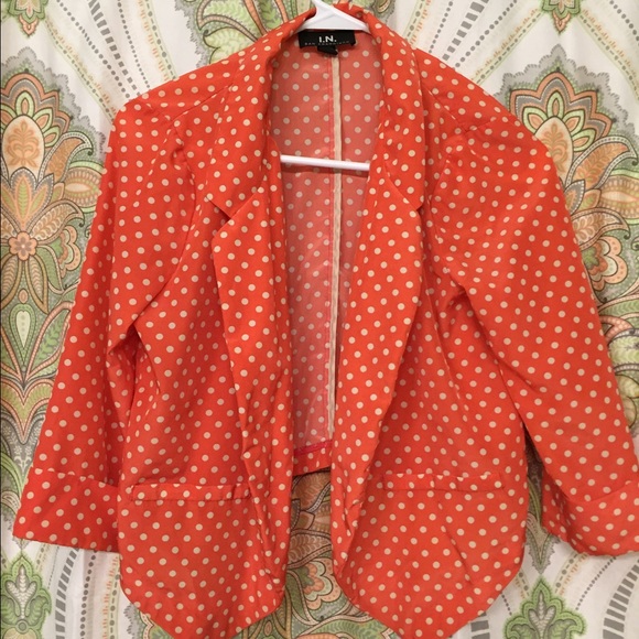 SOLD—/Peach & Cream polka dot cardigan