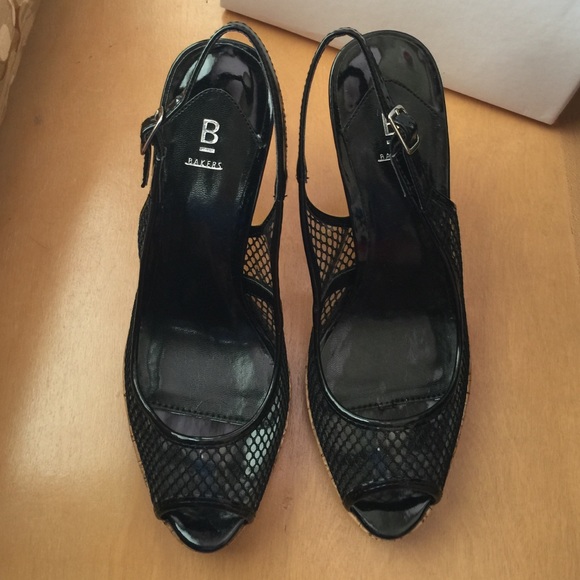 Bakers black mesh sling-back heels - 8 - Picture 1 of 4