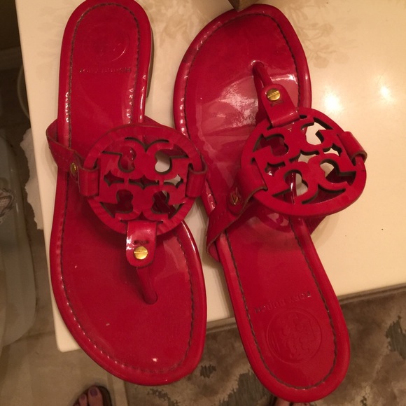 Red patent Tory Burch Miller sandals