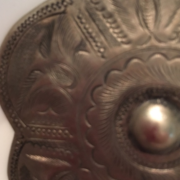 Large Silver Flowered Shape Earrings - image 4