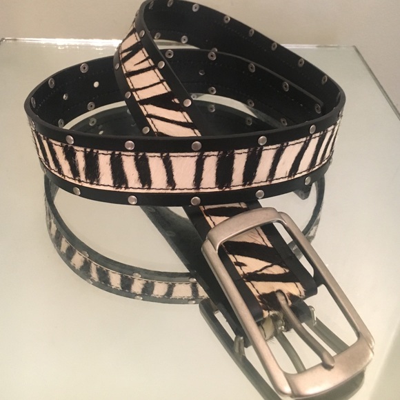 CALF HAIR GENUINE LEATHER Accessories - LN- GENUINE LEATHER ZEBRA STRIPE CALF HAIR BELT MD