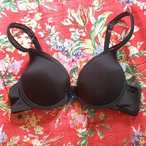 Navy blue/ dark grey lace trim bra